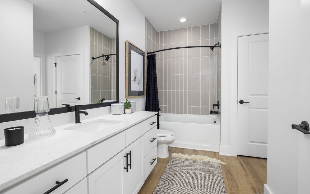 B2 - 2 bedroom floorplan layout with 2 bathrooms and 1266 - 1318 square feet (Modern Secondary Bathroom)